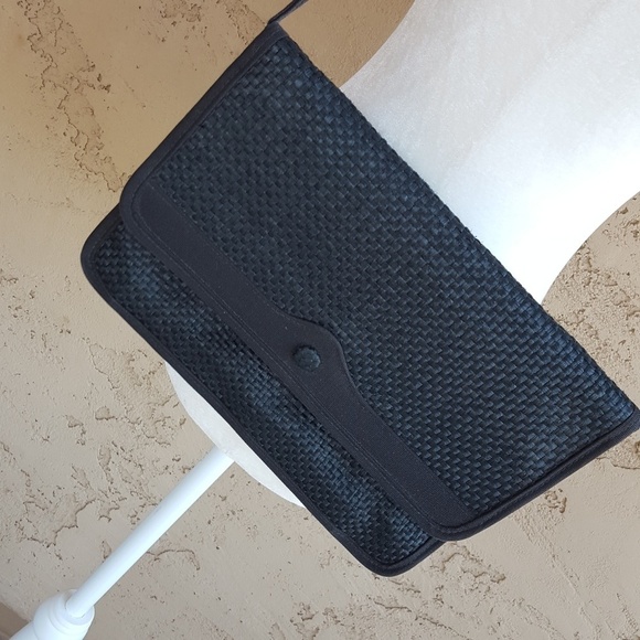 Vintage‎ Black Straw Clutch and Shoulder Bag - Picture 3 of 7